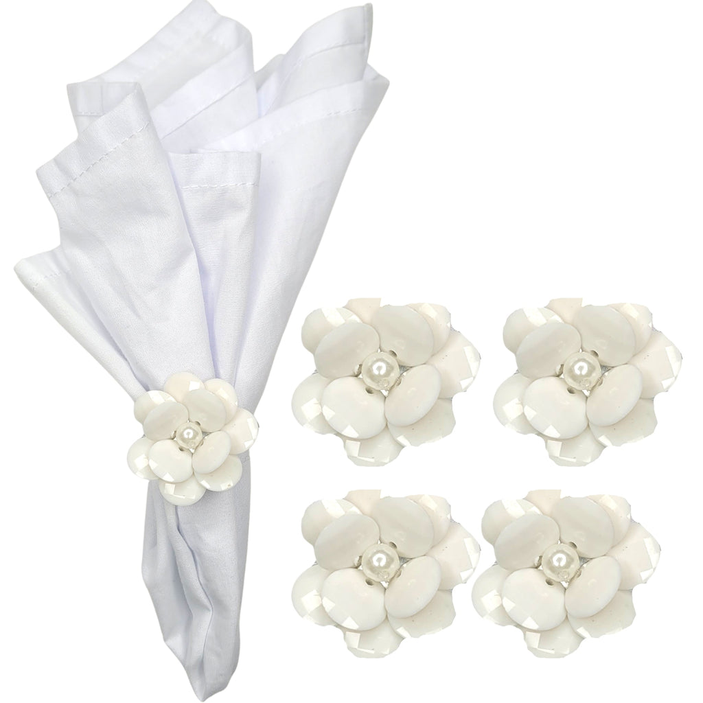 Maison Charlô | Set of 4 Delicate Flower Napkin Rings | Wedding, Thanksgiving, Christmas, New Year, Wedding, Banquet, Birthday