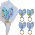 Maison Charlo | Easter Set of 4 Fun Blue Bunny Ears Napkin Rings | Dining Table Decor