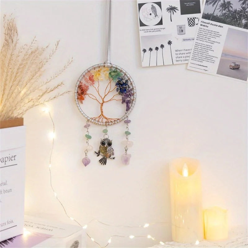 Tree of Life Dream Catchers for Car with Crystal, Gemstone Suncatcher Hanging Is Personalized Home Decor/room Decor