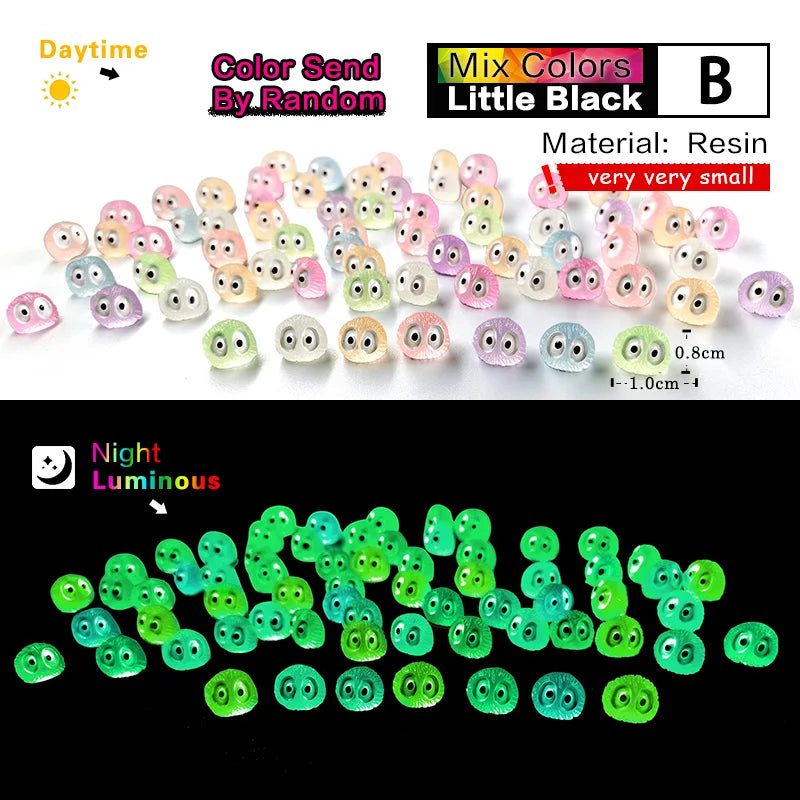 Luminous Briquettes Elfs Black Ball Sprite Duck Figurine Home Decor Glowing Miniature Fairy Garden Decoration Accessories Modern