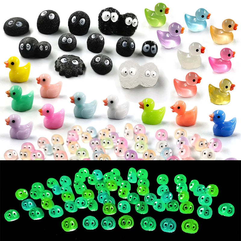 Luminous Briquettes Elfs Black Ball Sprite Duck Figurine Home Decor Glowing Miniature Fairy Garden Decoration Accessories Modern