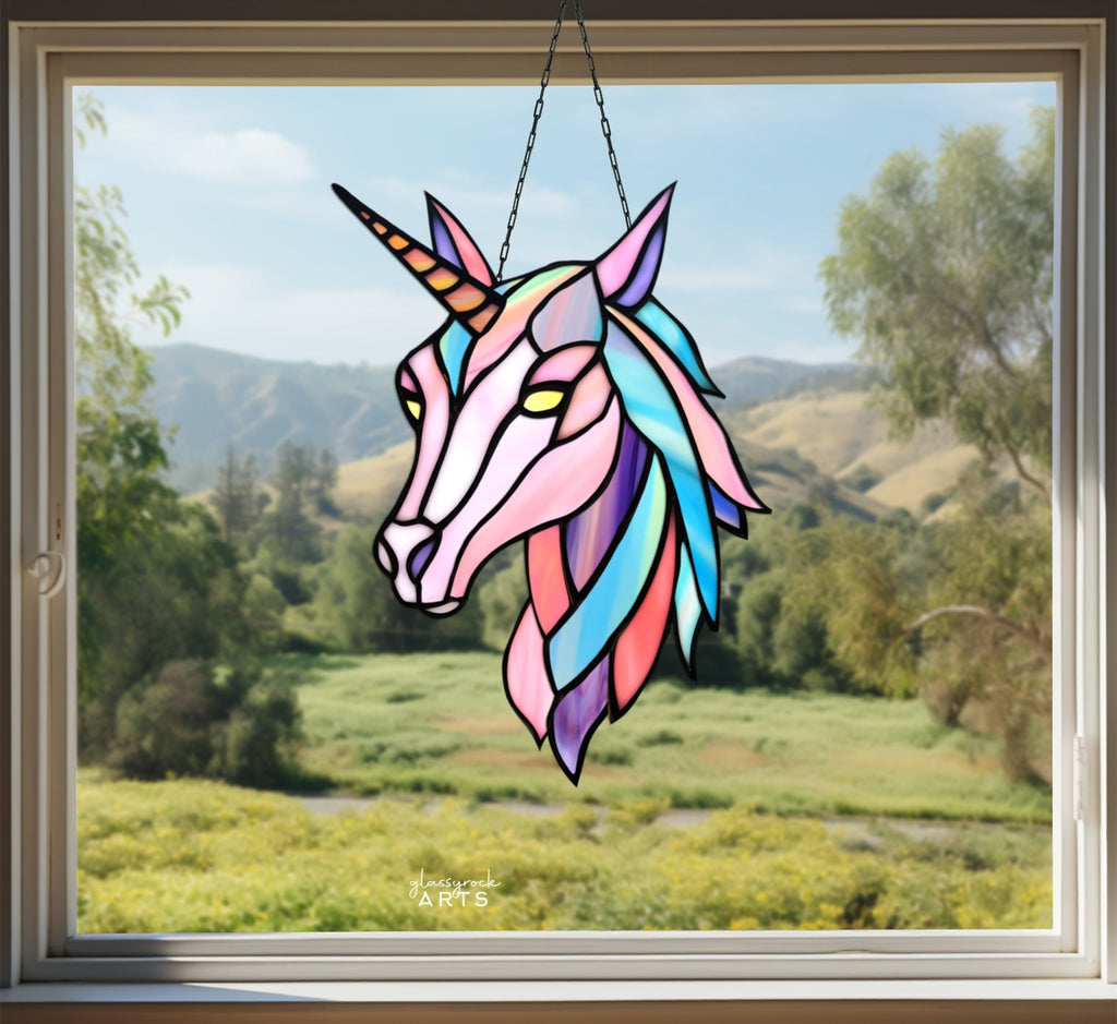 Ethereal Unicorn Stained Glass Pattern